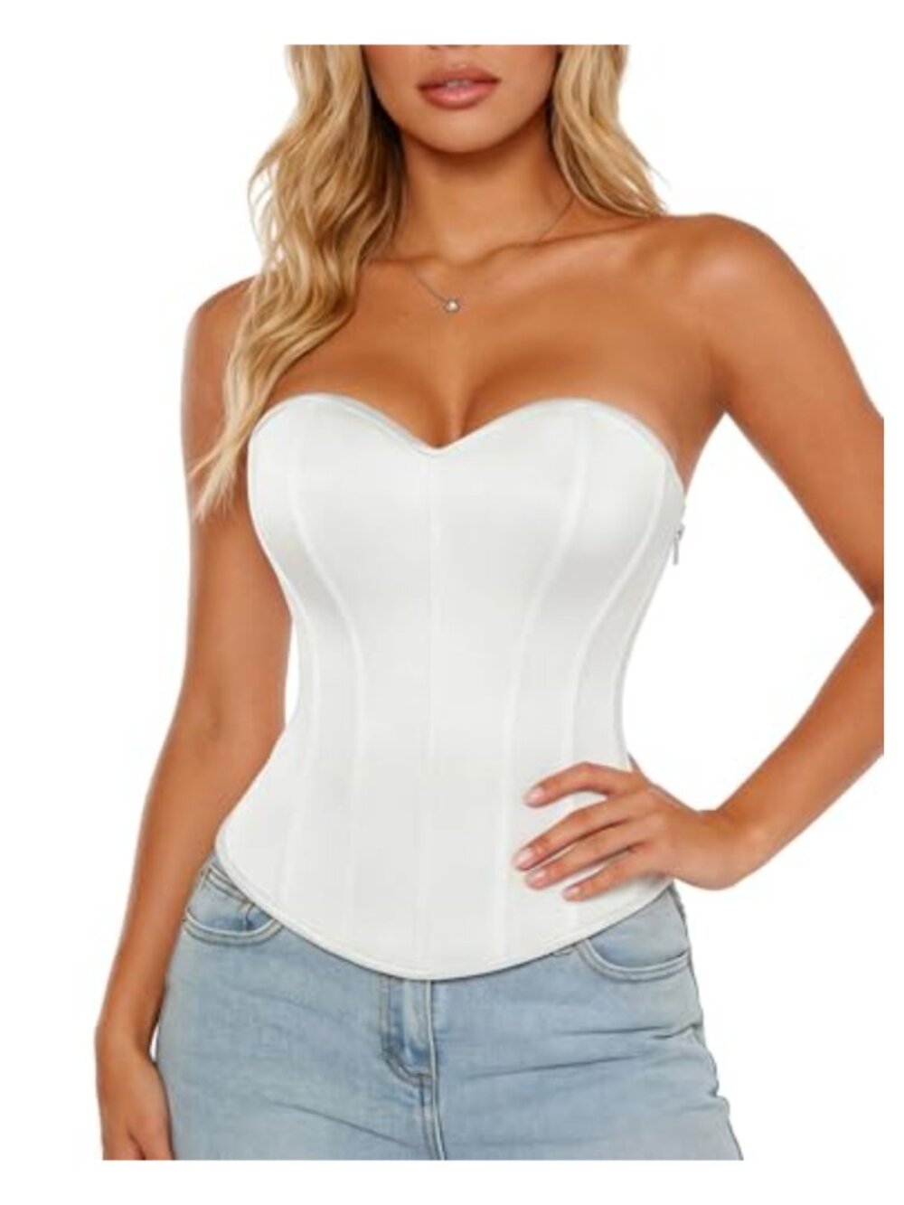 Strapless Corset Top with Lace-Up Back and 14 Flexible Bones
